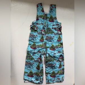Kids Blue Printed Overalls
